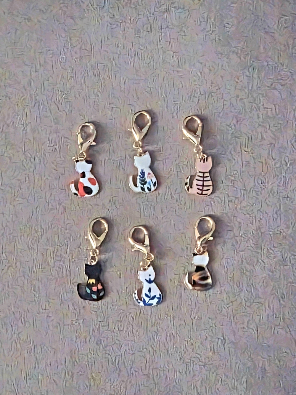Six Cute Cat Enamel Accessories/Charms – Assorted Colors